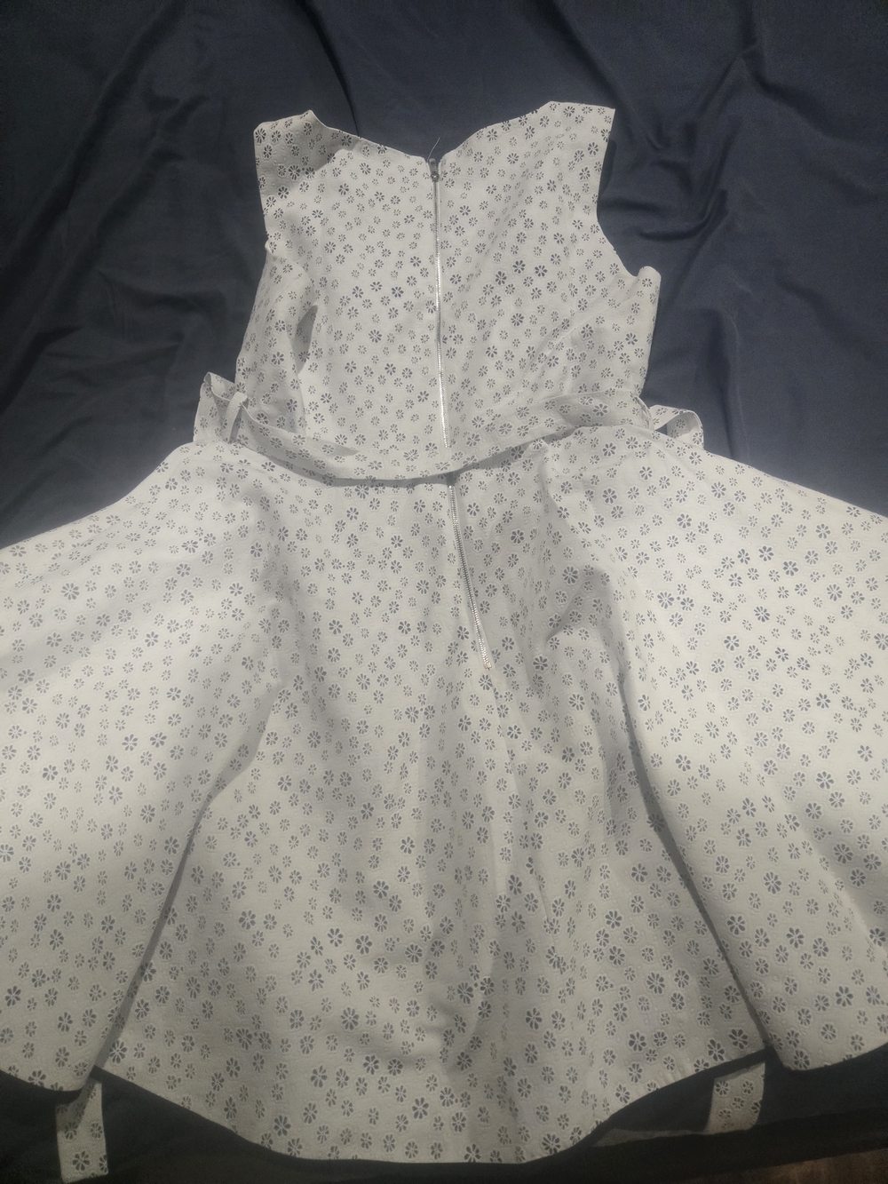 Angel White Dress with Navy Floral Print